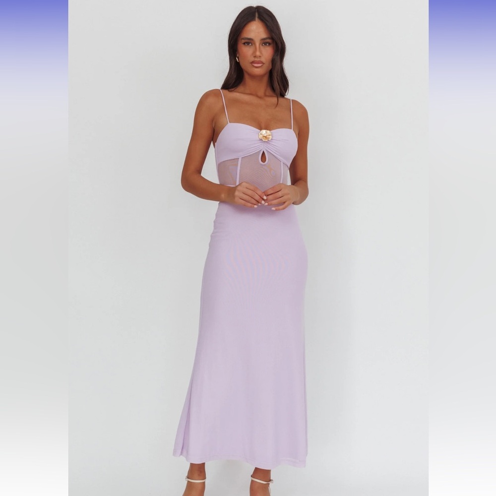 Lavender Sheer Bodice Maxi Dress XS NWT